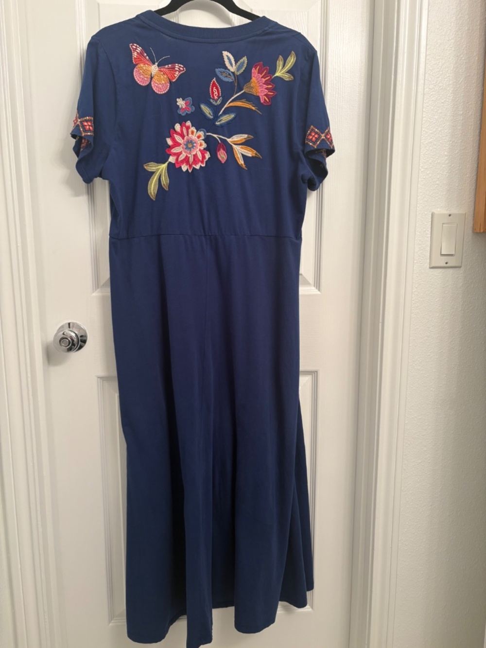 Johnny Was dress, L, sky blue with embroidery - Picture 4 of 6